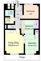 サンモールヒロシマ 3DKの間取図画像