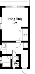 ことぶきビル 1Kの間取図画像
