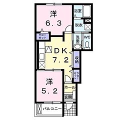 オレンジヒルズB 2DKの間取図画像