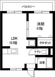 恒南コーポ 1LDKの間取図画像