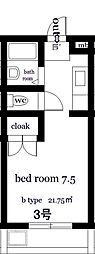 オクトワール宮崎西1番館 ワンルームの間取図画像