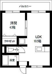 恒南コーポ 1LDKの間取図画像