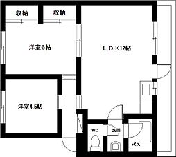 山春ビル霧島 2LDKの間取図画像