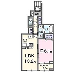 メテオール・ケイ II 1LDKの間取図画像