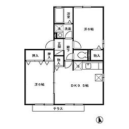 グランディール・ヴィC 2DKの間取図画像