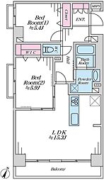 レクセル新子安 2LDKの間取図画像