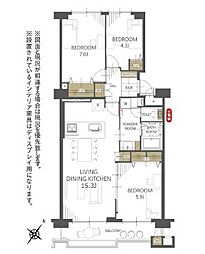 藤沢ビレジ3号棟 3LDKの間取図画像