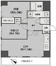 アドヴァンス川崎駅前 2LDKの間取図画像