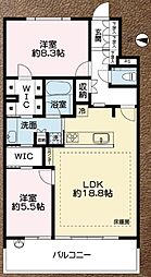 グランフォーレ戸塚ヒルブリーズリッジ2 2LDKの間取図画像