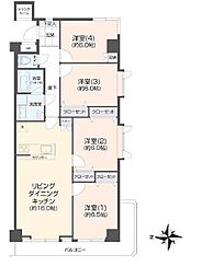 ライオンズマンション登戸第2 4LDKの間取図画像