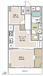 川崎大師スカイハイツ 2LDKの間取図画像