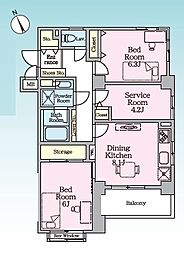 弘明寺ガーデンハウス 2SLDKの間取図画像