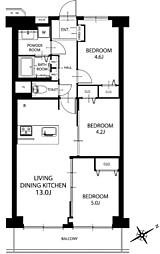 日商岩井鶴見マンション 3LDKの間取図画像