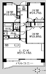 磯子スカイマンション 3LDKの間取図画像