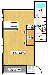 ラパン郡元A棟 ワンルームの間取図画像