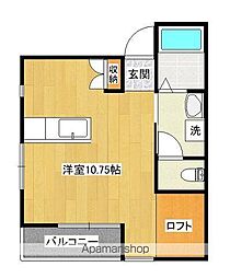 ラパン郡元D棟 ワンルームの間取図画像