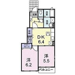 JR日豊本線 都城駅 バス9分 東菖蒲原下車 徒歩4分の賃貸アパート 1階2DKの間取り