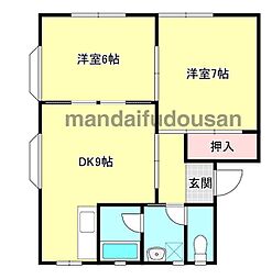 サコマ志比田コーポ 2DKの間取図画像