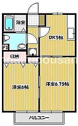 セジュール鳴神 2DKの間取図画像