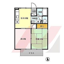 セジュールカミムラ 2DKの間取図画像