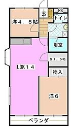 サニーガーデンB 2LDKの間取図画像
