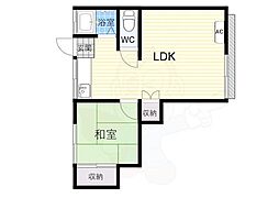 近鉄奈良線 富雄駅 徒歩10分の賃貸アパート 1階1LDKの間取り