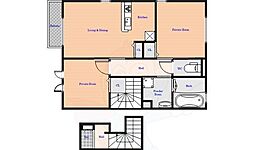 近鉄橿原線 尼ヶ辻駅 徒歩8分の賃貸アパート 2階2LDKの間取り