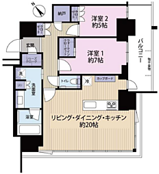 グランドメゾンThe池下ガーデンタワー 2SLDKの間取図画像