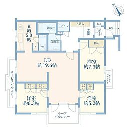 ユーロハイツ成城南 3LDKの間取図画像