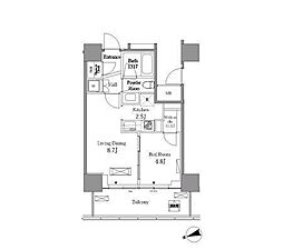 レジディアタワー目黒不動前 1LDKの間取図画像