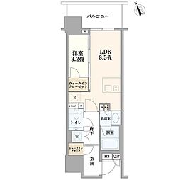 PROUD五反田 1LDKの間取図画像
