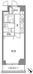 カスタリア中目黒 1Kの間取図画像