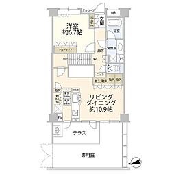 クレッセント二子玉川アッサンブラージュ 1LDKの間取図画像