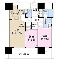 グランドヒルズ恵比寿 2LDKの間取図画像