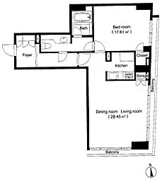 グリーンコート麻布十番 1LDKの間取図画像
