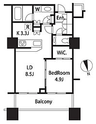 パークコート麻布十番ザ・タワー 1LDKの間取図画像