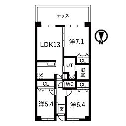 シティコート目黒1号棟 3LDKの間取図画像