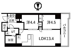 シティコート目黒2号棟 2LDKの間取図画像