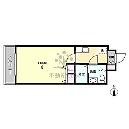 ドミール桜川 4階1Kの間取り