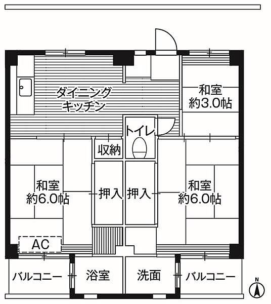 ビレッジハウス小比企5号棟 ｜東京都八王子市小比企町(賃貸マンション3DK・5階・49.20㎡)の写真 その3