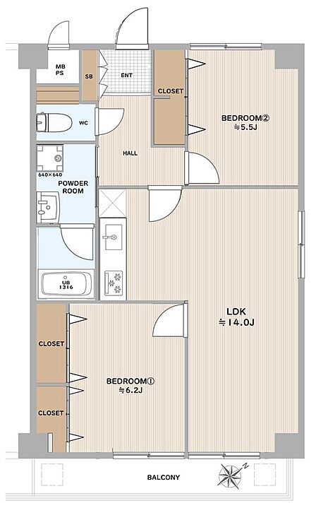 2LDK 間取り