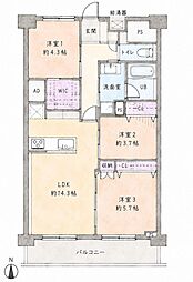 セントラルグリーンハイツ 3LDKの間取図画像