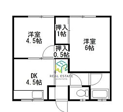 メゾン山光 2階2DKの間取り