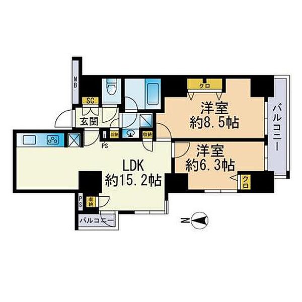 東京都目黒区青葉台4丁目(賃貸マンション2LDK・17階・64.50㎡)の写真 その2