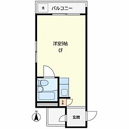 ロータリー祐天寺第1 1Kの間取図画像