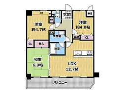 ライオンズマンション明石魚住第3 3LDKの間取図画像