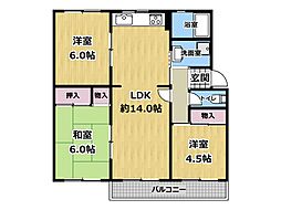高倉台7-1団地31号棟 4DKの間取図画像