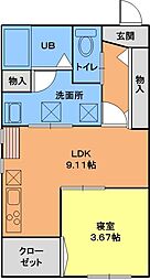 ディアコート光善寺 1LDKの間取図画像