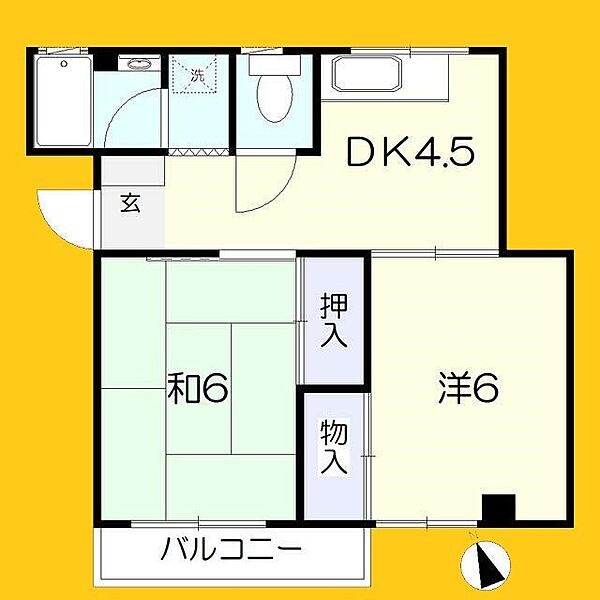 神奈川県横浜市金沢区洲崎町(賃貸マンション2DK・2階・42.00㎡)の写真 その2