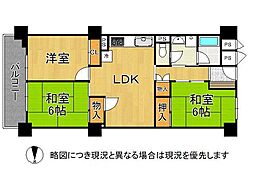 シティー逆瀬川 3LDKの間取図画像